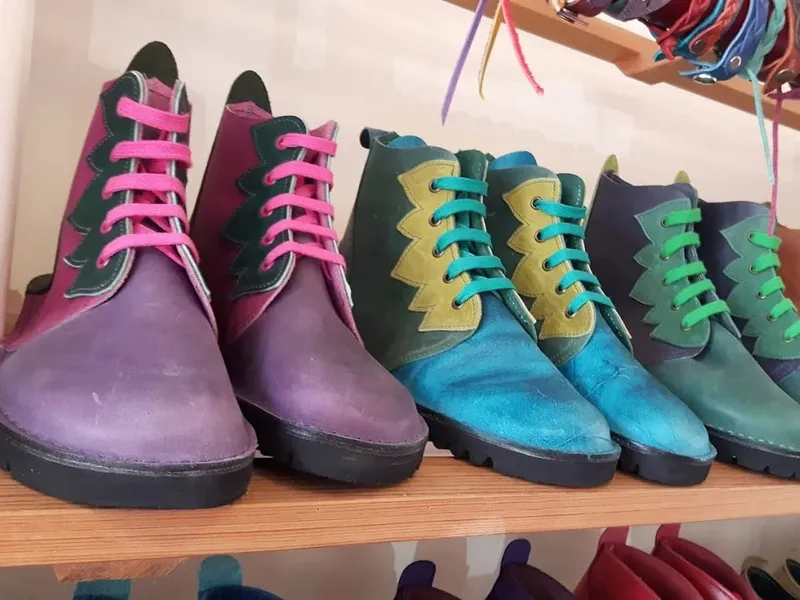 Colouful boots on display