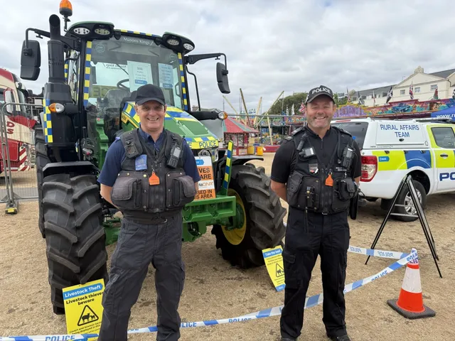 Devon and Cornwall Police liveried John Deere tractor at a community event