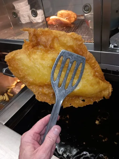 Fried battered fish from The Jolly Good Fish Cafe