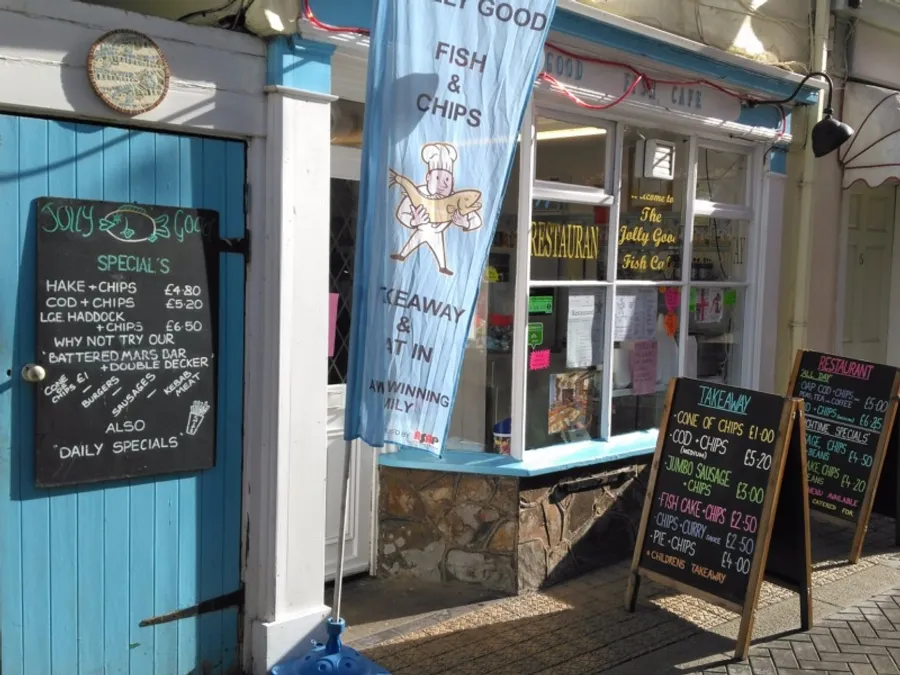 Exterior of The Jolly Good Fish Cafe on Teign Street in Teignmouth